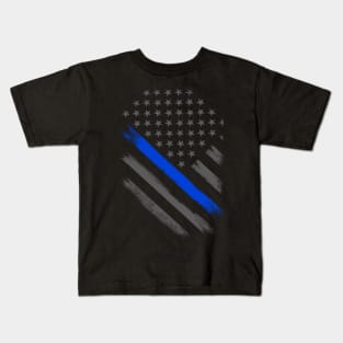 Thin Blue Line Flag Tactical Kids T-Shirt